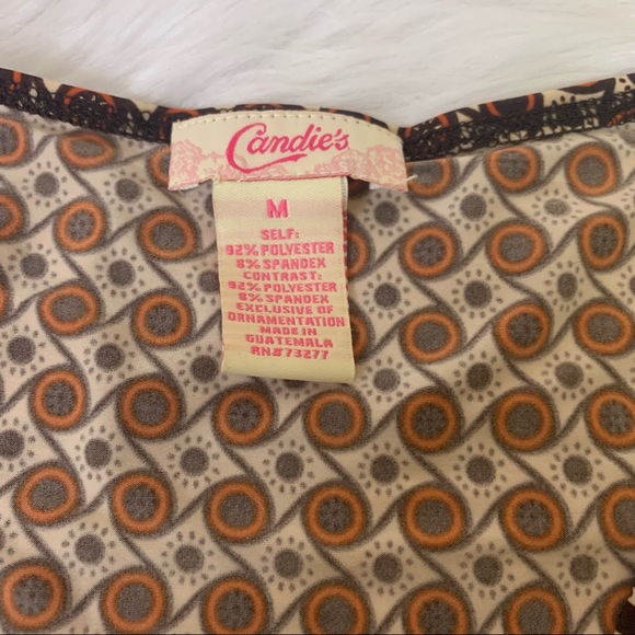 👻3/$15 Last Chance Sale! Candies Brown Vintage Patterned Dress Size Medium - Picture 5 of 5